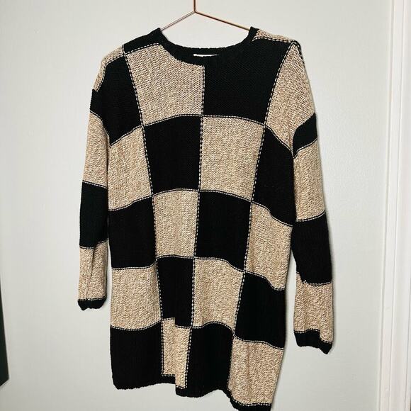 Vintage Paul Harris Black Checkered Shoulder Pad Oversized Sweater size Large - Picture 3 of 8